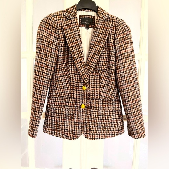 Rhodes Blazer in Houndstooth Wool with Elbow Patches, JCrew